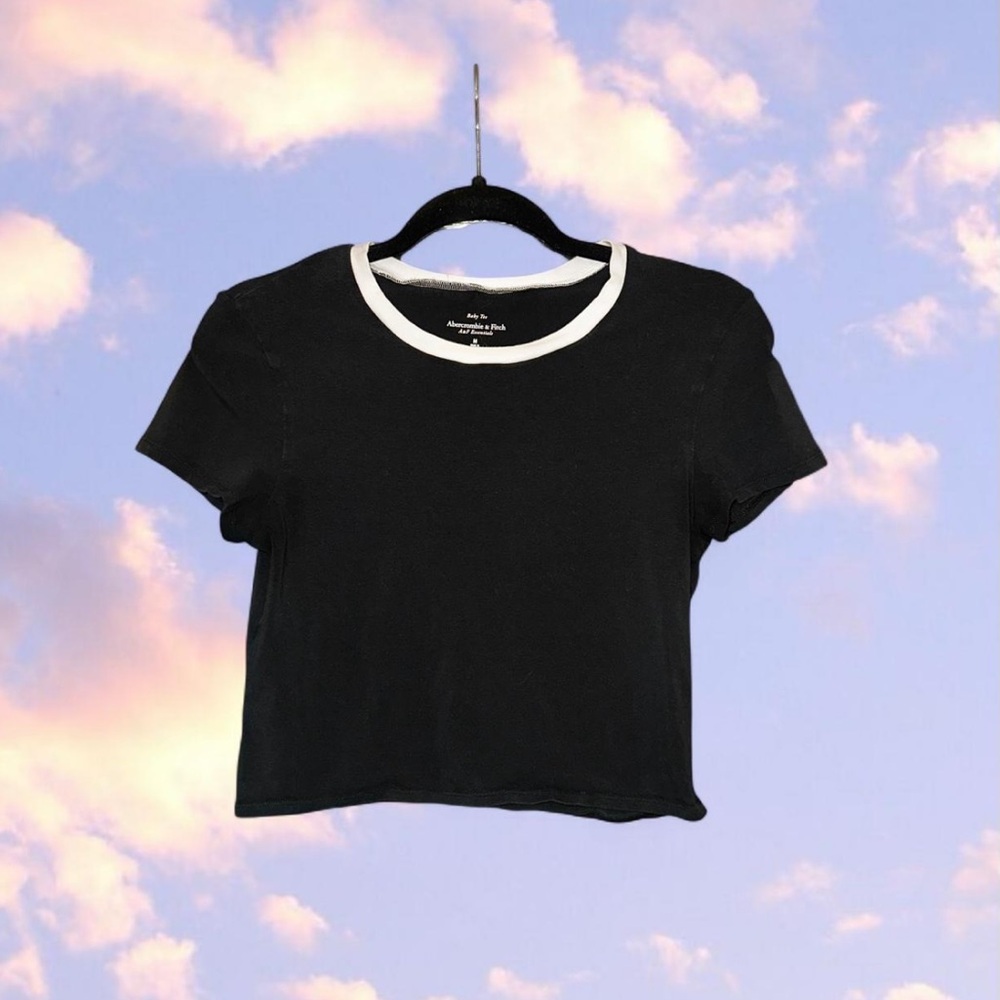 Abercrombie & Fitch Black Crop Tee with White Ringer